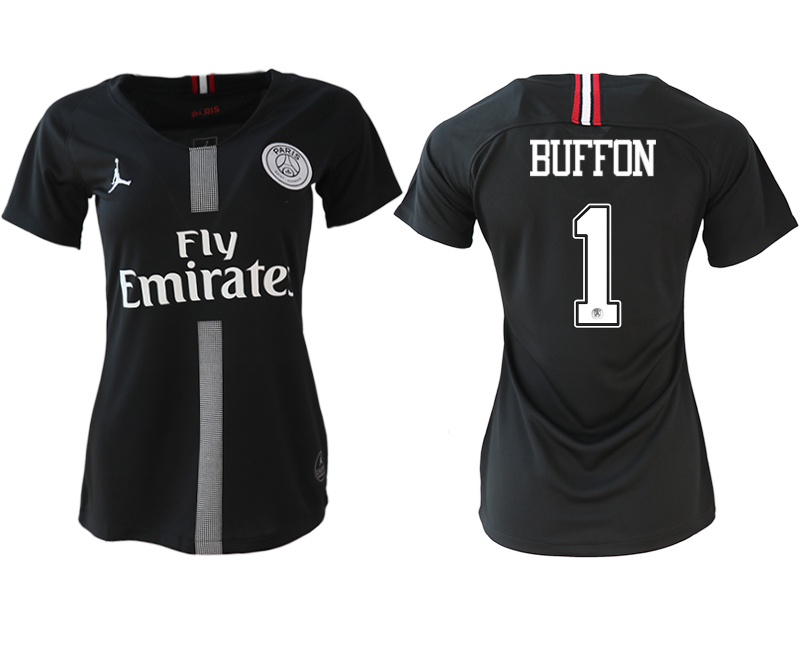 2018-19 Paris Saint-Germain 1 BUFFON Jordan Champions League Black Women Soccer Jersey