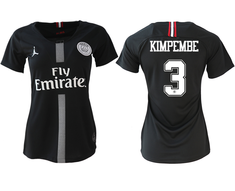 2018-19 Paris Saint-Germain 3 KIMPEMBE Jordan Champions League Black Women Soccer Jersey