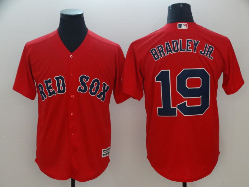 Red Sox 19 Jackie Bradley Jr. Red Cool Base Jersey - Click Image to Close