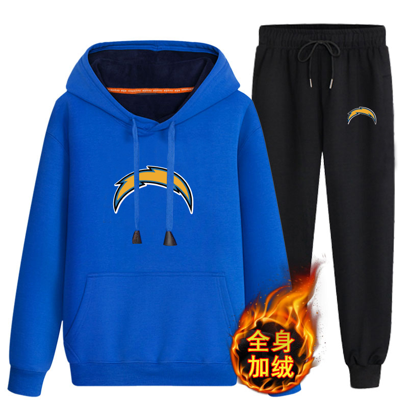 Los Angeles Chargers Bule Men's Winter Thicken NFL Pullover Hoodie & Pant
