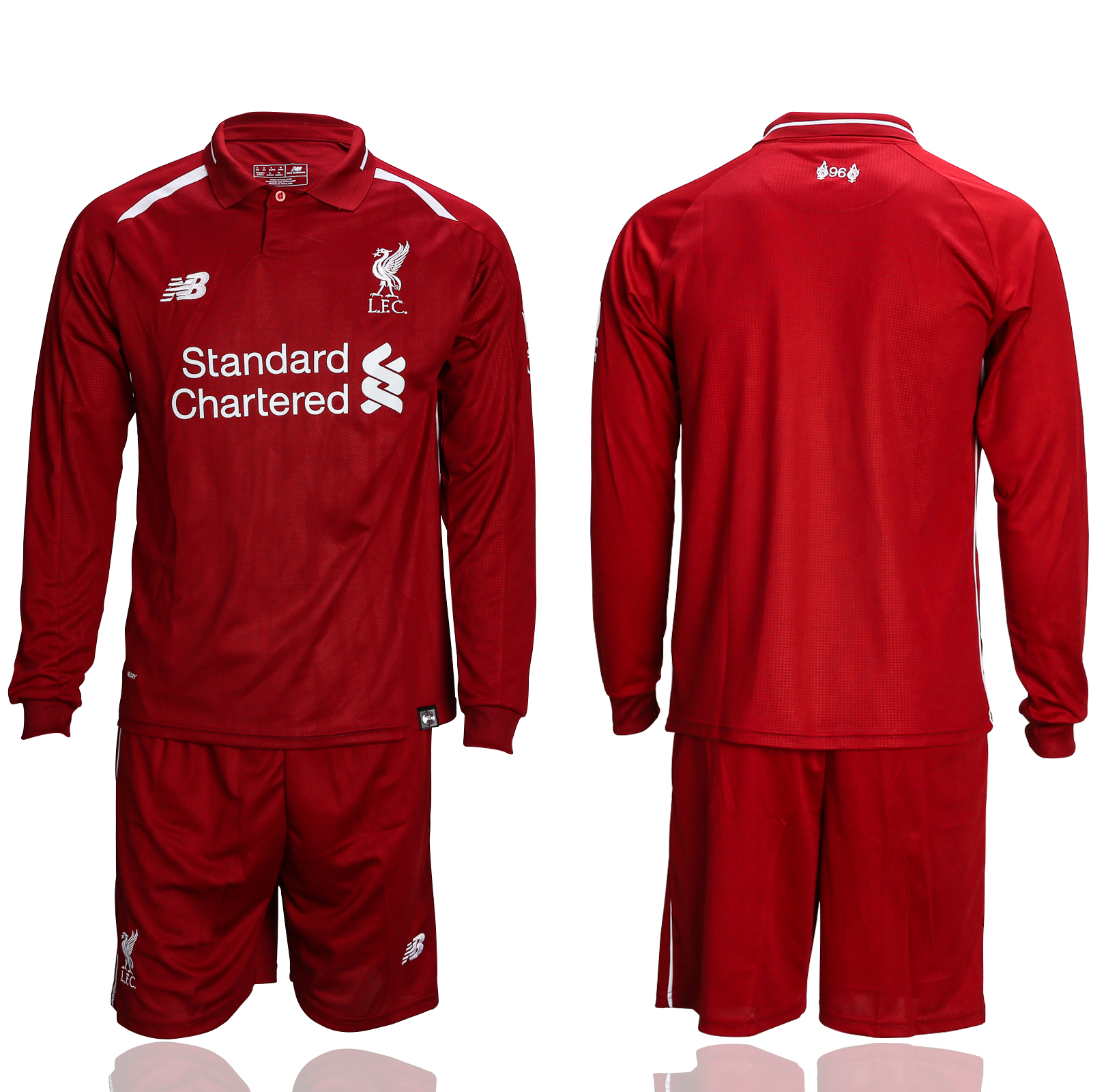 2018-19 Liverpool Home Long Sleeve Soccer Jersey - Click Image to Close
