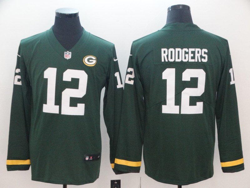 Nike Packers 12 Aaron Rodgers Green Therma Long Sleeve Jersey