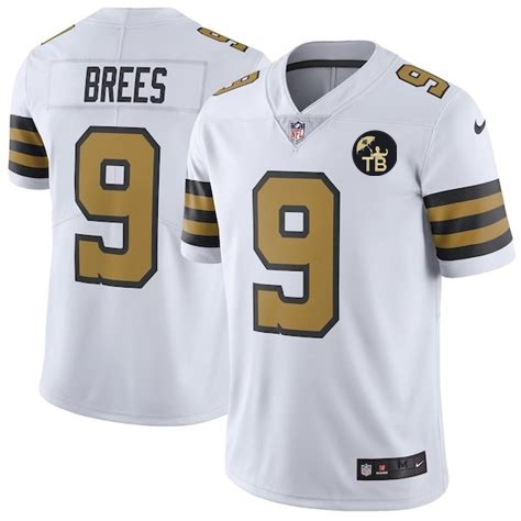 Nike Saints 9 Drew Brees White w Tom Benson Patch Color Rush Limited Jersey