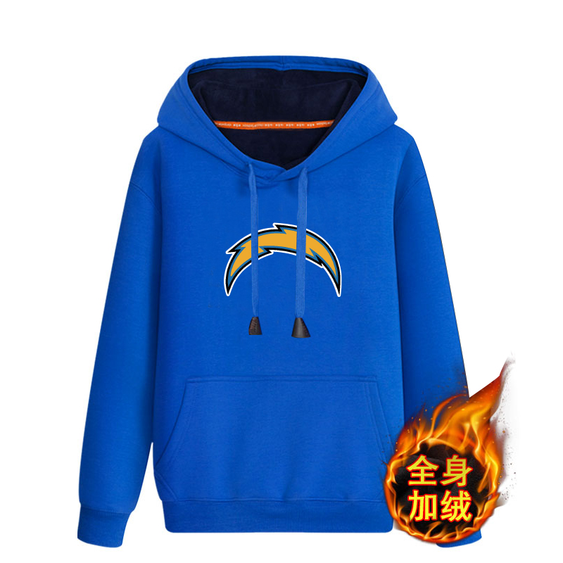 Los Angeles Chargers Blue Men's Winter Thicken NFL Pullover Hoodie - Click Image to Close