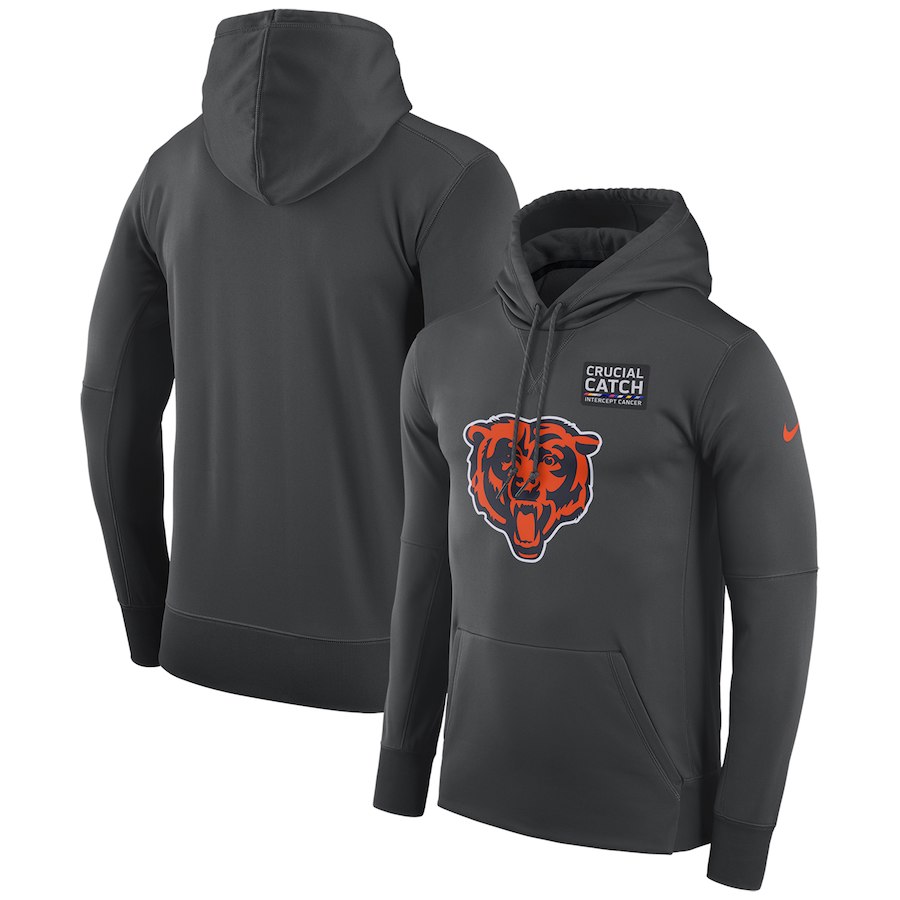 Chicago Bears Anthracite Nike Crucial Catch Performance Hoodie