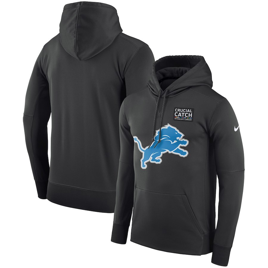 Detroit Lions Anthracite Nike Crucial Catch Performance Hoodie