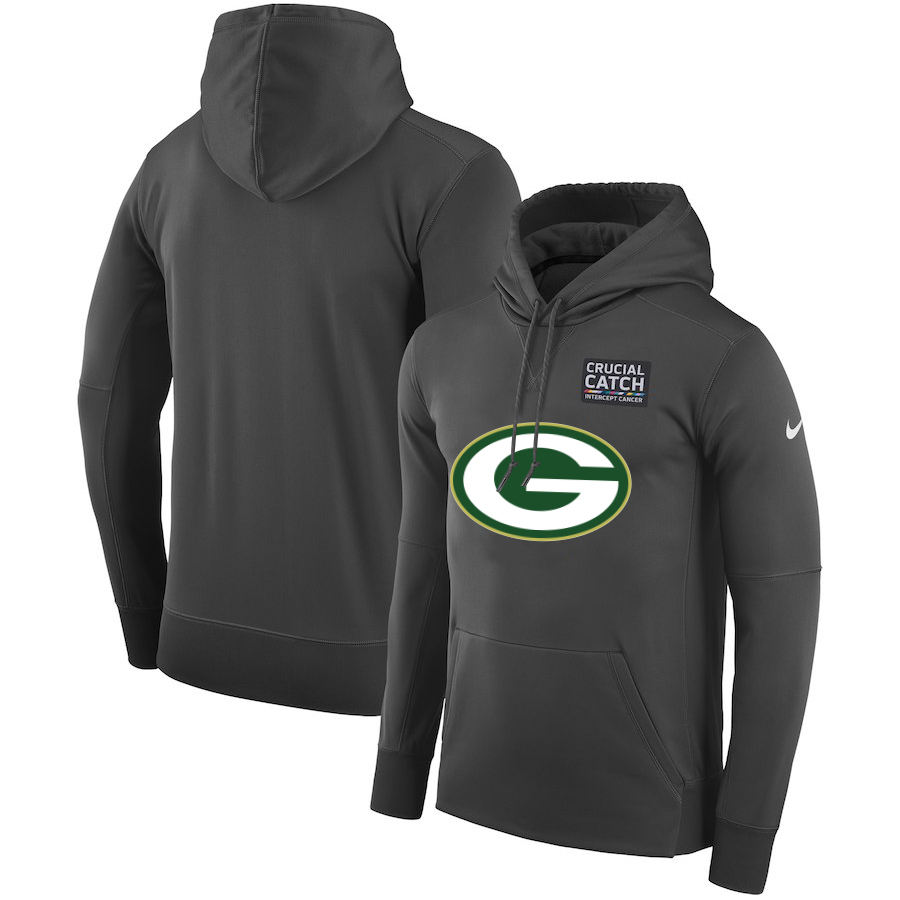 Green Bay Packers Anthracite Nike Crucial Catch Performance Hoodie