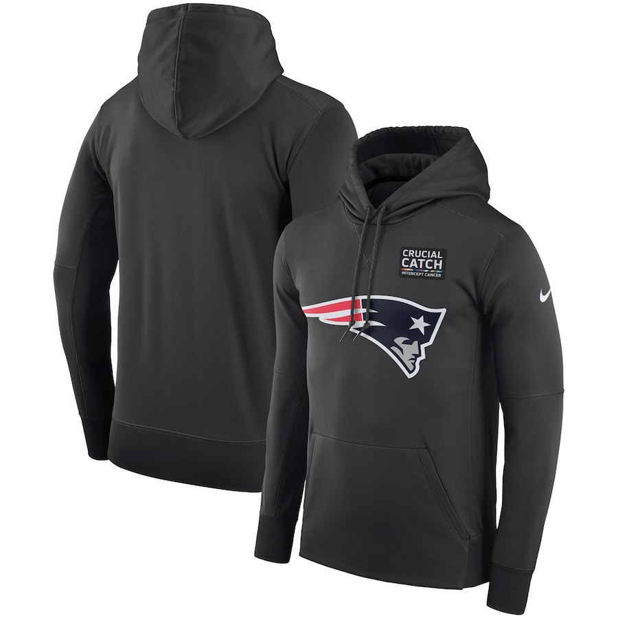 New England Patriots Anthracite Nike Crucial Catch Performance Hoodie