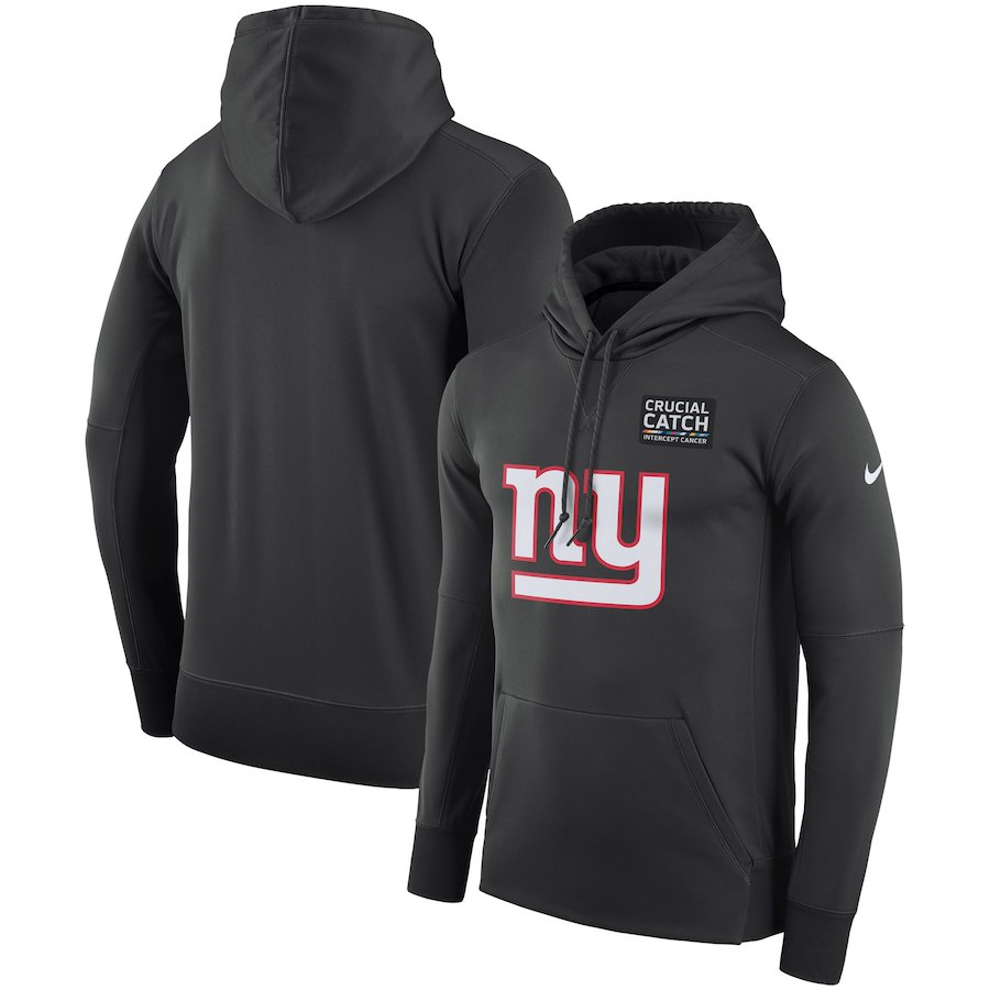 New York Giants Anthracite Nike Crucial Catch Performance Hoodie