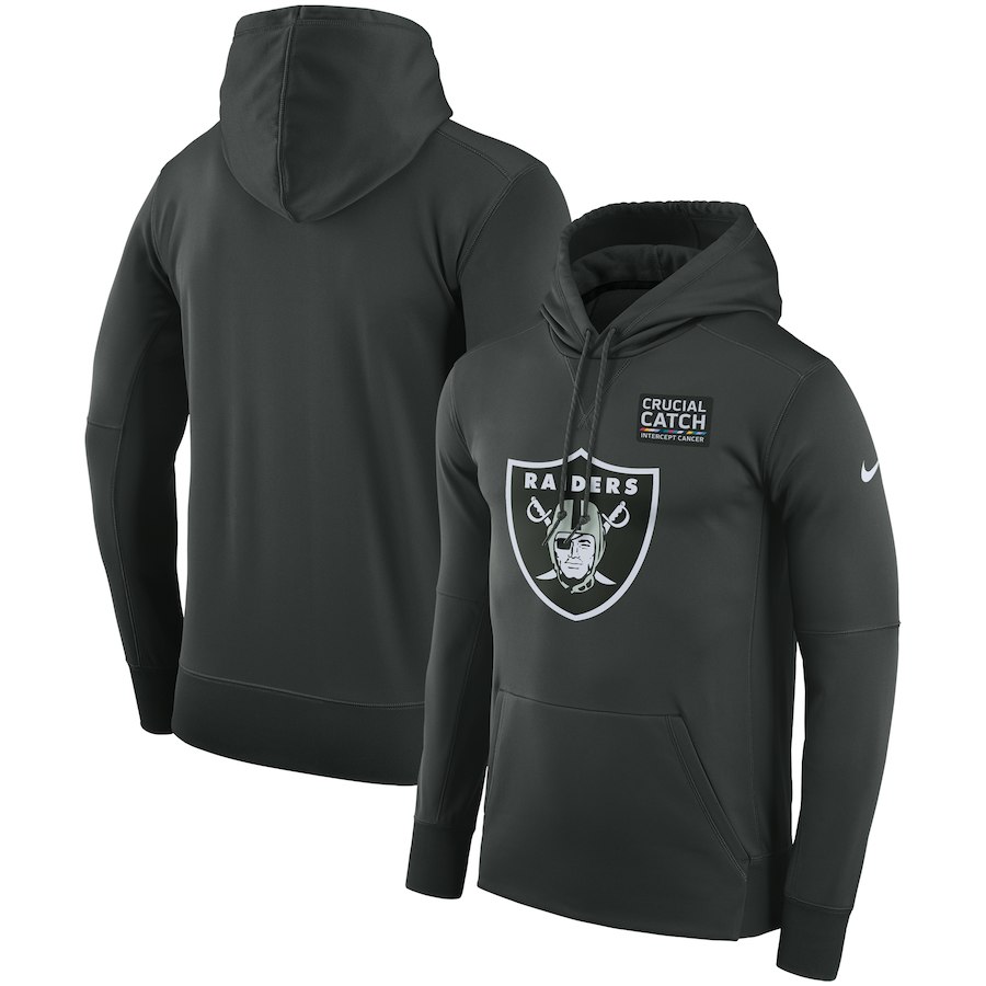 Oakland Raiders Anthracite Nike Crucial Catch Performance Hoodie
