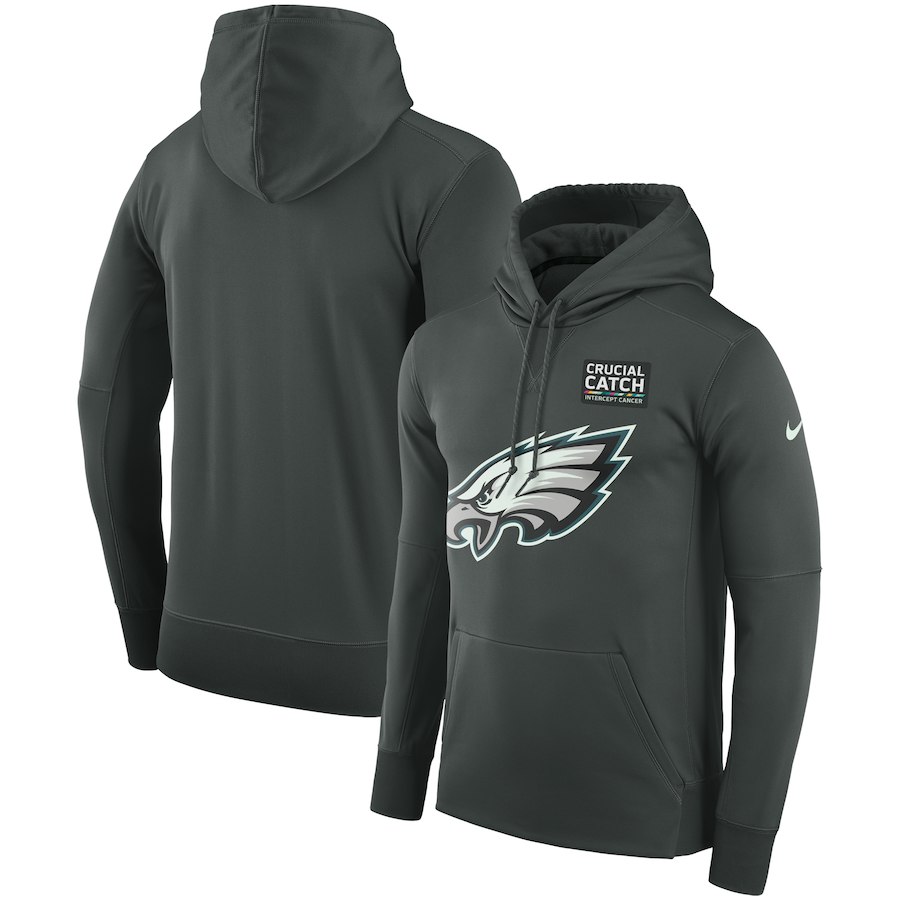 Philadelphia Eagles Anthracite Nike Crucial Catch Performance Hoodie