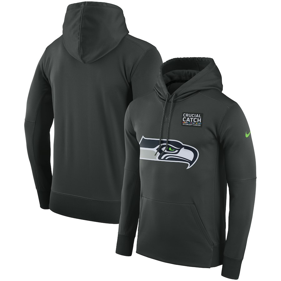 Seattle Seahawks Anthracite Nike Crucial Catch Performance Hoodie