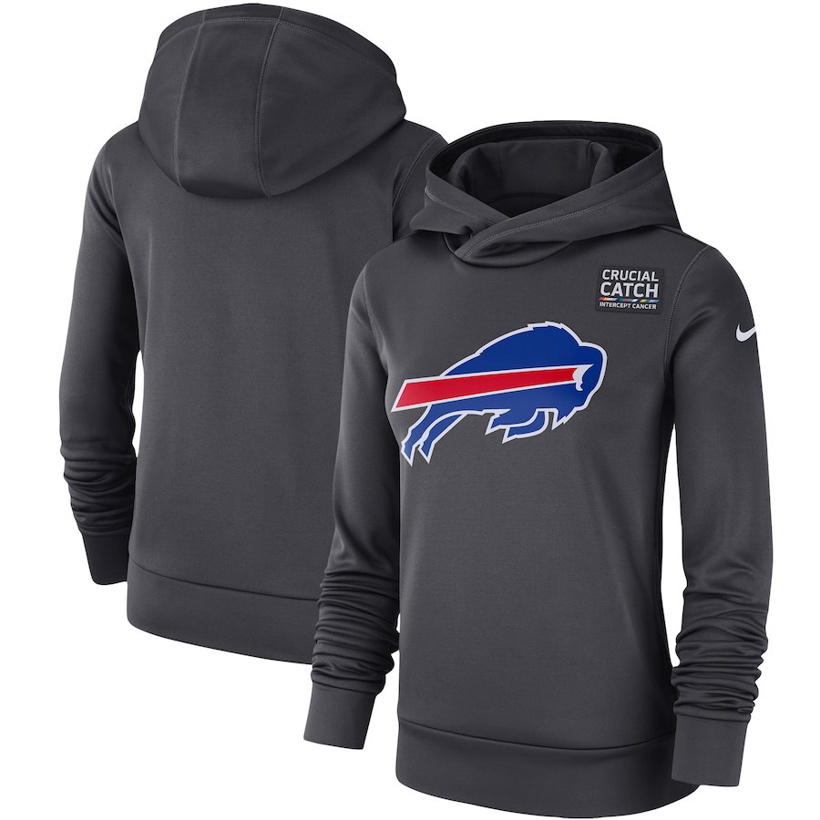 Buffalo Bills Anthracite Women's Nike Crucial Catch Performance Hoodie - Click Image to Close