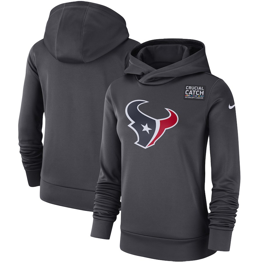 Houston Texans Anthracite Women's Nike Crucial Catch Performance Hoodie - Click Image to Close