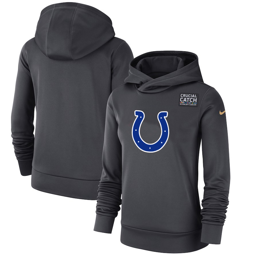 Indianapolis Colts Anthracite Women's Nike Crucial Catch Performance Hoodie