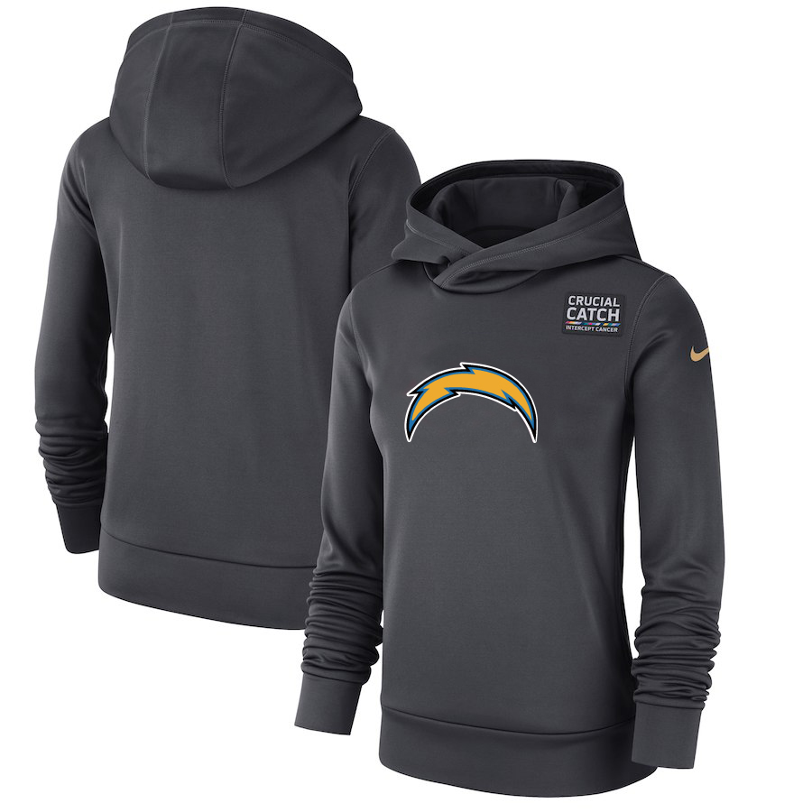 Los Angeles Chargers Anthracite Women's Nike Crucial Catch Performance Hoodie