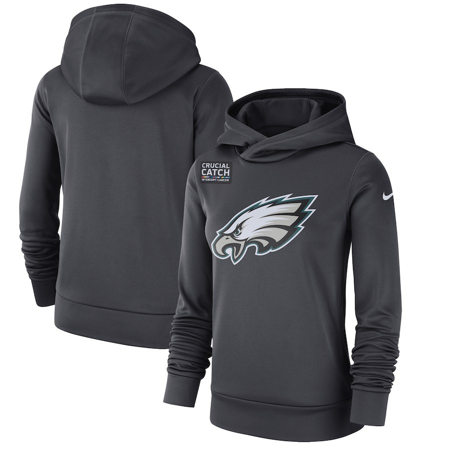 Philadelphia Eagles Anthracite Women's Nike Crucial Catch Performance Hoodie