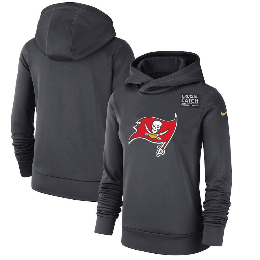 Tampa Bay Buccaneers Anthracite Women's Nike Crucial Catch Performance Hoodie - Click Image to Close