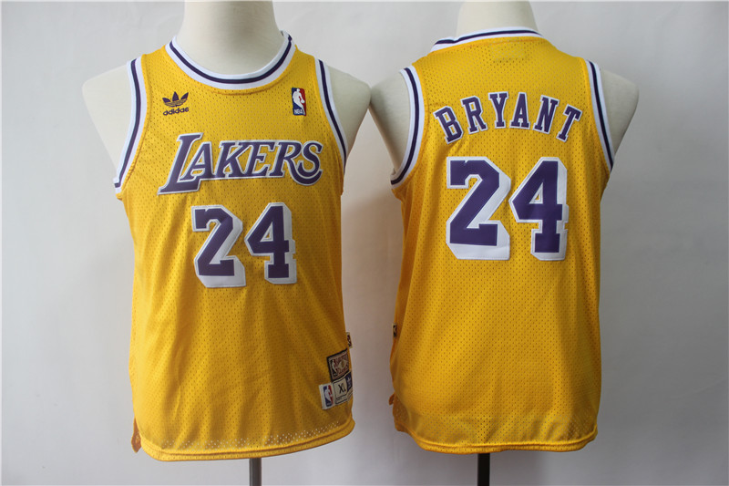 Lakers 24 Kobe Bryant Gold Youth Hardwood Classics Jersey