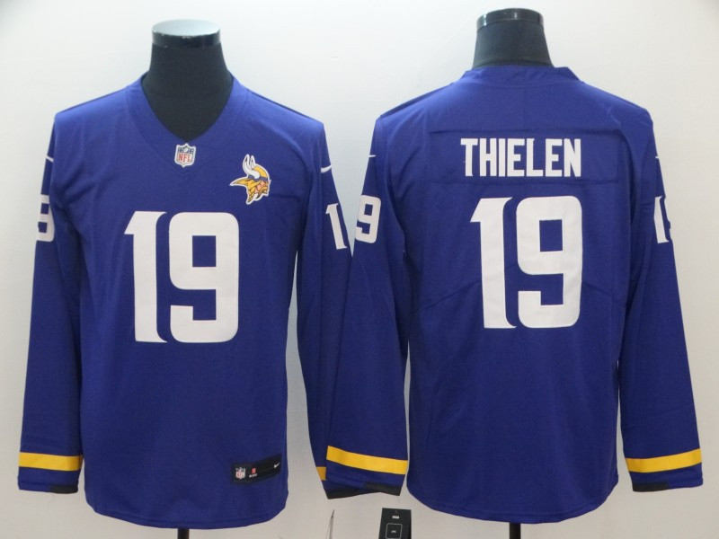 Nike Vikings 19 Adam Thielen Purple Therma Long Sleeve Jersey