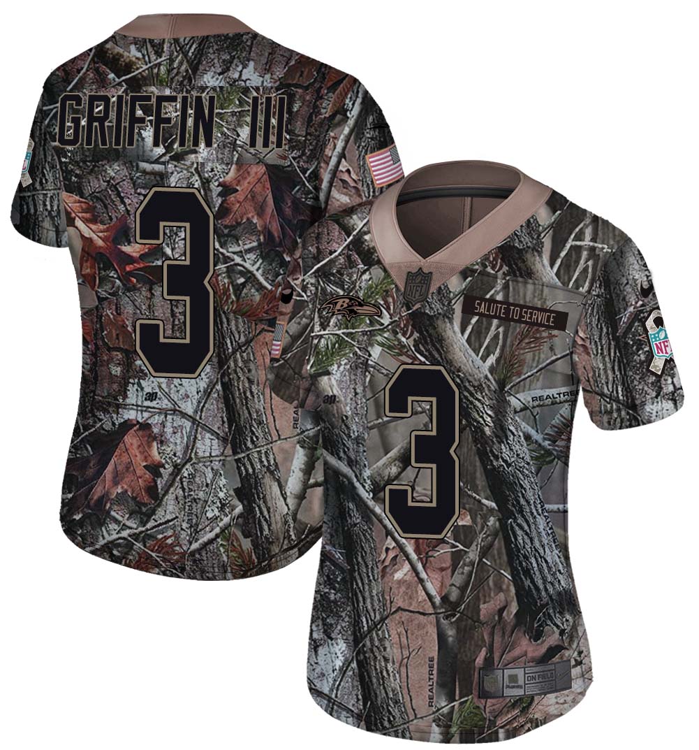 Nike Ravens 3 Rober Griffin III Camo Women Rush Limited Jersey