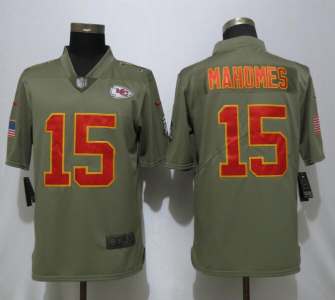 Nike Chiefs 15 Patrick Mahomes Olive Salute To Service Limited Jersey