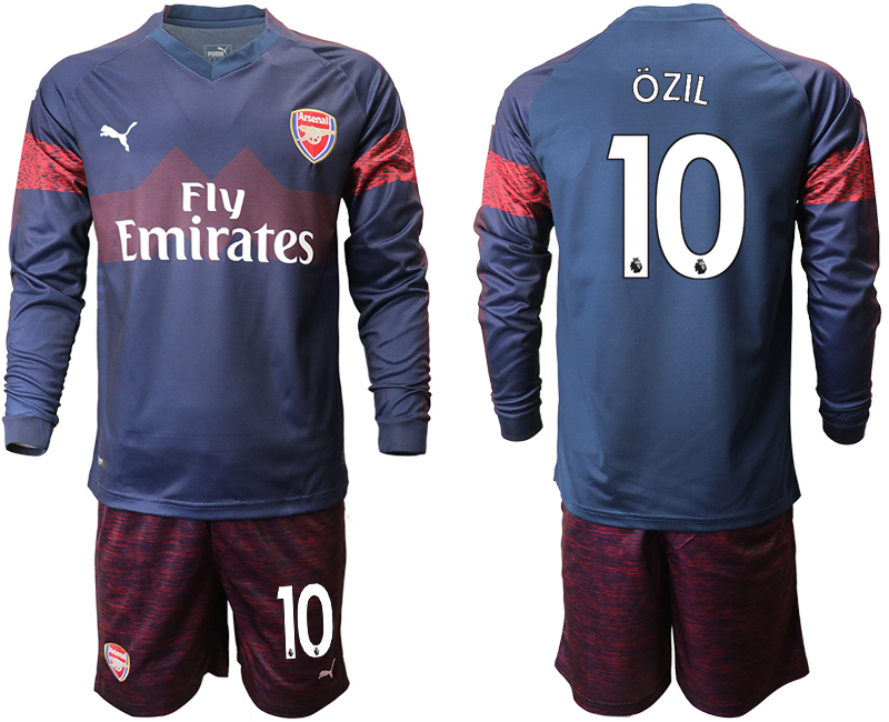 2018-19 Arsenal 10 OZIL Away Long Sleeve Soccer Jersey