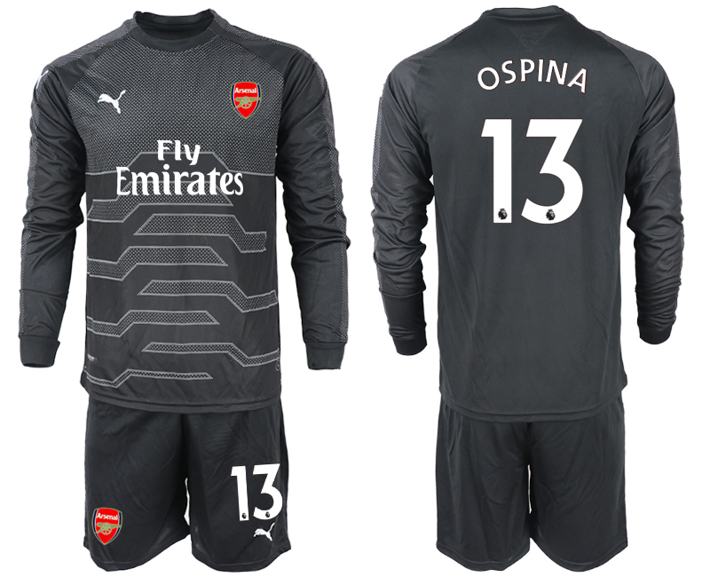 2018-19 Arsenal 13 OSPINA Black Long Sleeve Goalkeeper Soccer Jersey - Click Image to Close