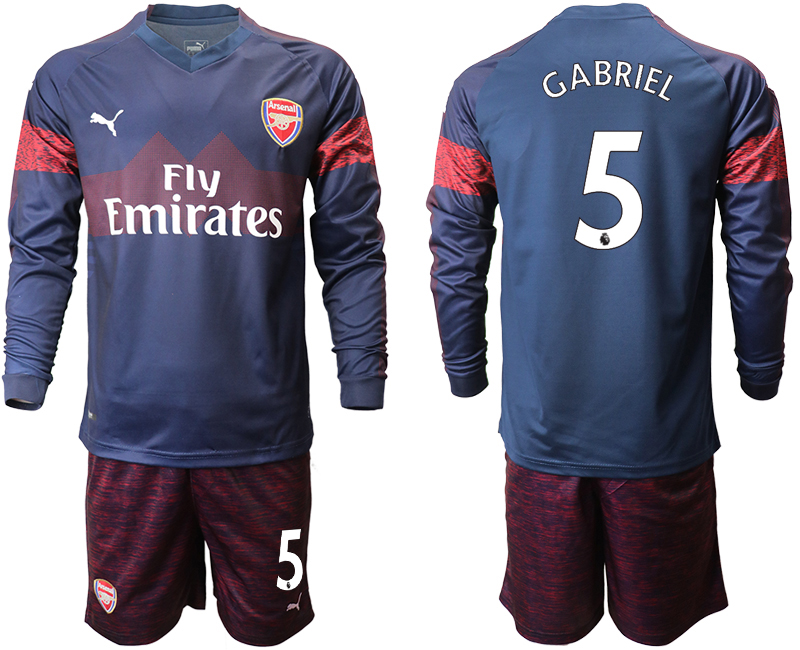 2018-19 Arsenal 5 GABRIEL Away Long Sleeve Soccer Jersey