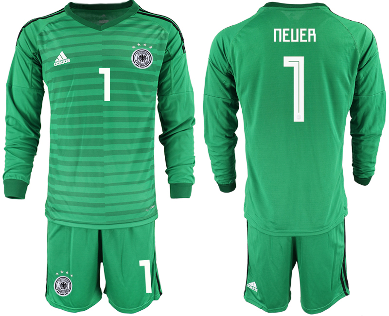 2018-19 Germany 1 NEUER Green Long Sleeve Goalkeeper Soccer Jersey