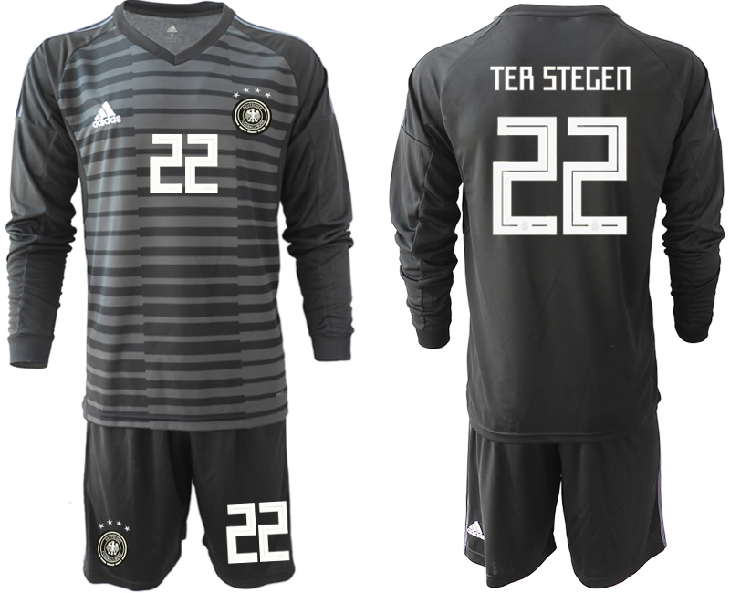 2018-19 Germany 22 TER STEGEN Black Long Sleeve Goalkeeper Soccer Jersey