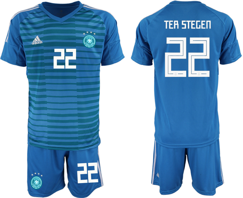2018-19 Germany 22 TER STEGEN Blue Goalkeeper Soccer Jersey