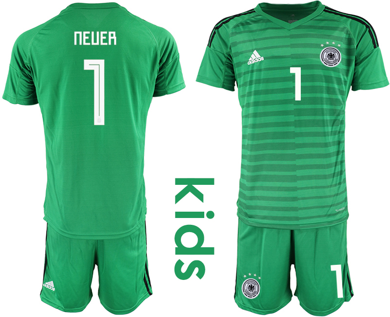 2018-19 Germany 1 NEUER Green Youth Goalkeeper Soccer Jersey