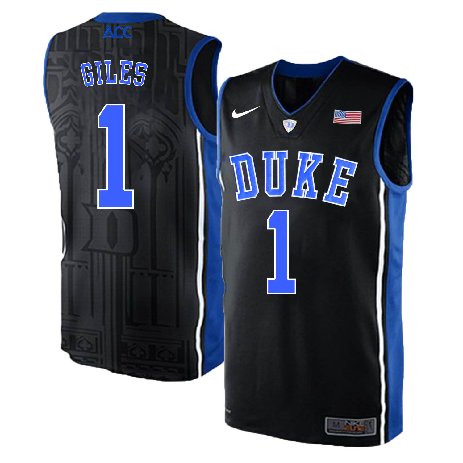 Duke Blue Devils 1 Harry Giles Black Elite Nike College Basketball Jersey - Click Image to Close