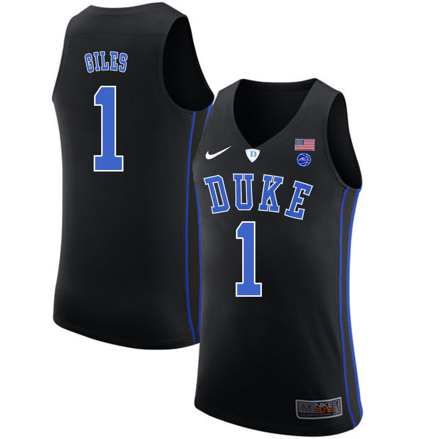 Duke Blue Devils 1 Harry Giles Black Nike College Basketball Jersey - Click Image to Close