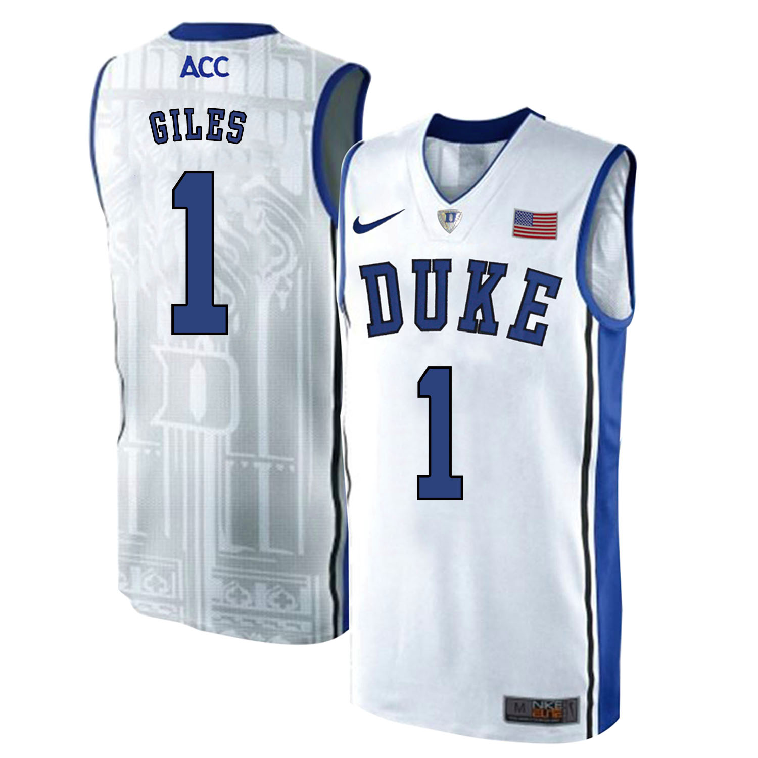 Duke Blue Devils 1 Harry Giles White Elite Nike College Basketball Jersey