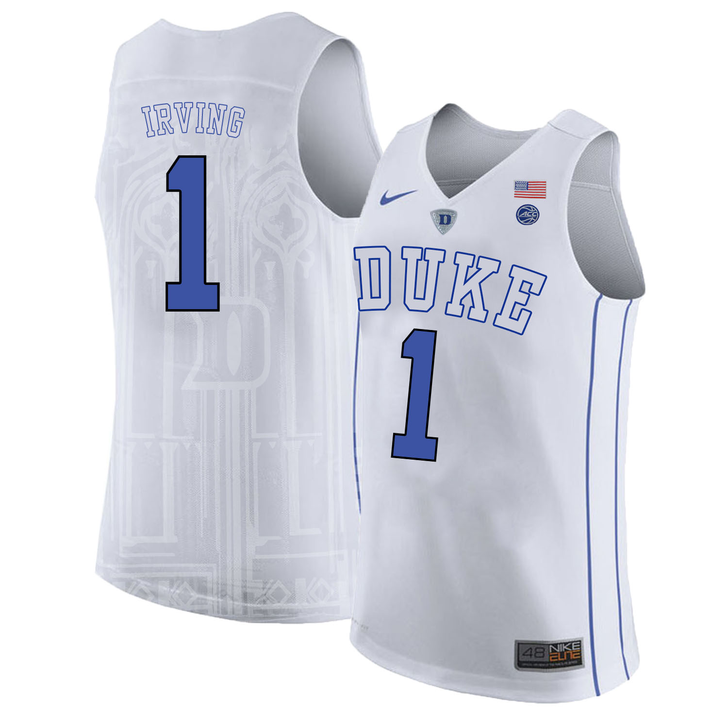 Duke Blue Devils 1 Kyrie Irving White Nike College Basketabll Jersey - Click Image to Close