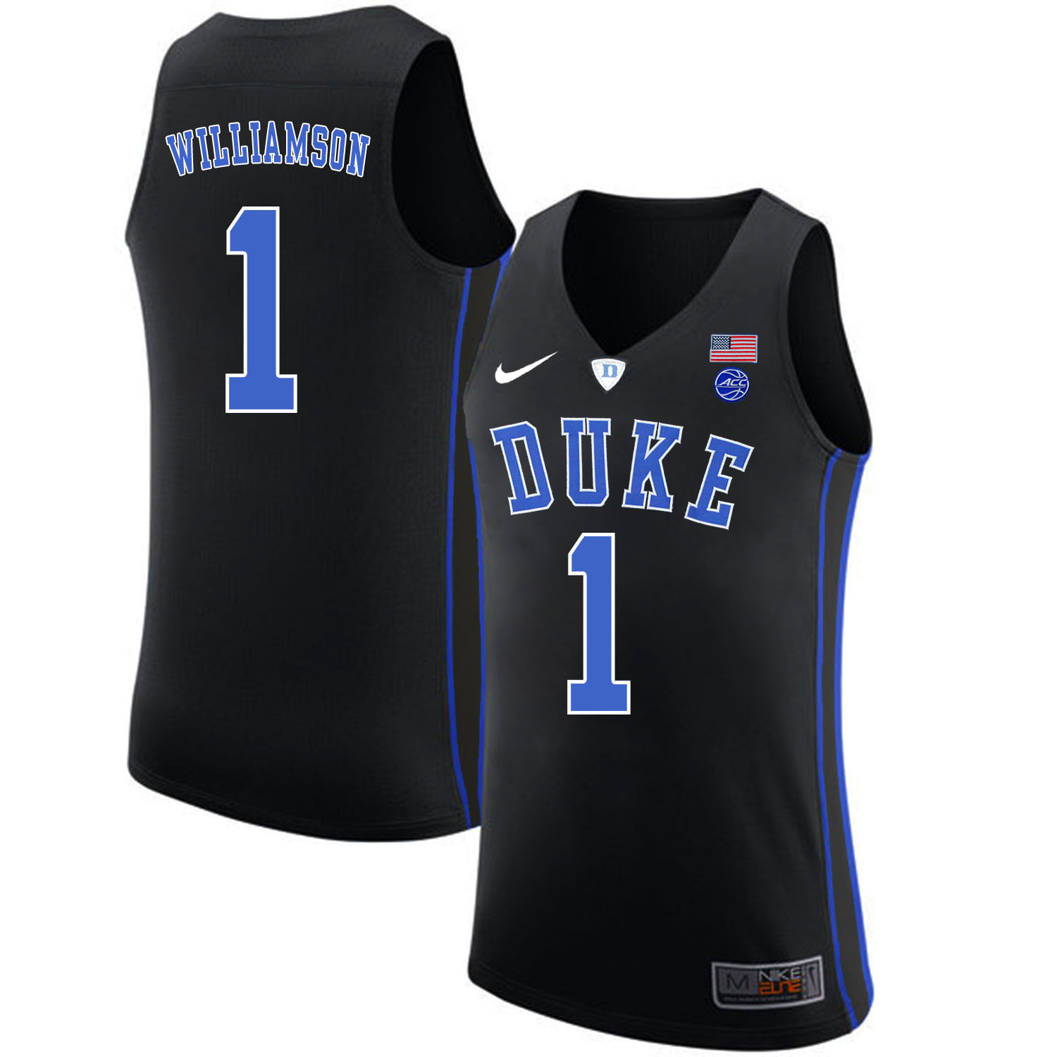 Duke Blue Devils 1 Zion Williamson Black Nike College Basketabll Jersey