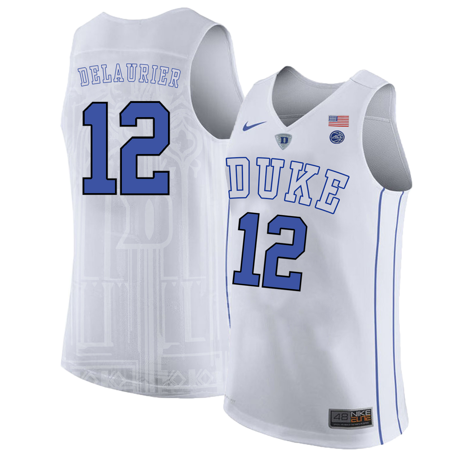 Duke Blue Devils 12 Javin DeLaurier White Nike College Basketball Jersey