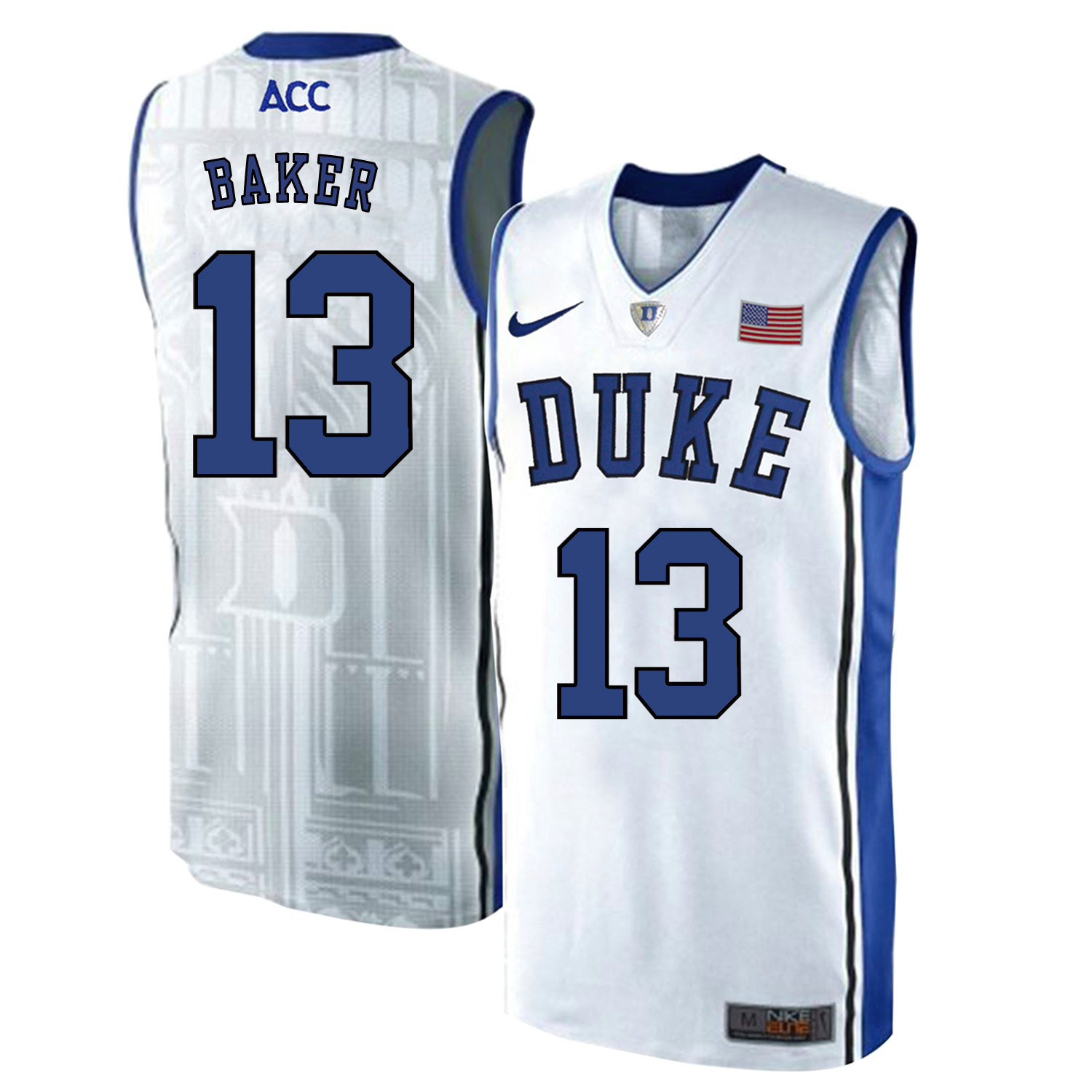 Duke Blue Devils 13 Joey Baker White Elite Nike College Basketball Jersey