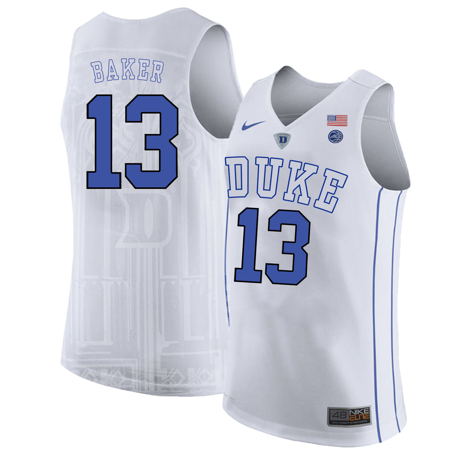 Duke Blue Devils 13 Joey Baker White Nike College Basketball Jersey