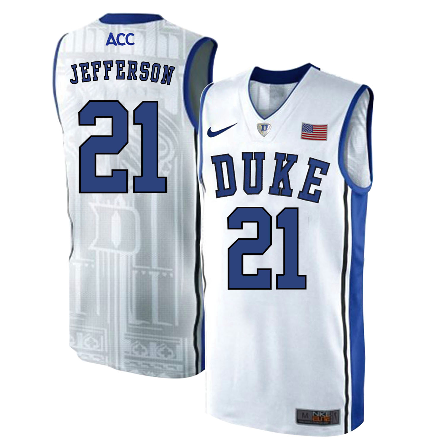 Duke Blue Devils 21 Amile Jefferson White Elite College Basketball Jersey