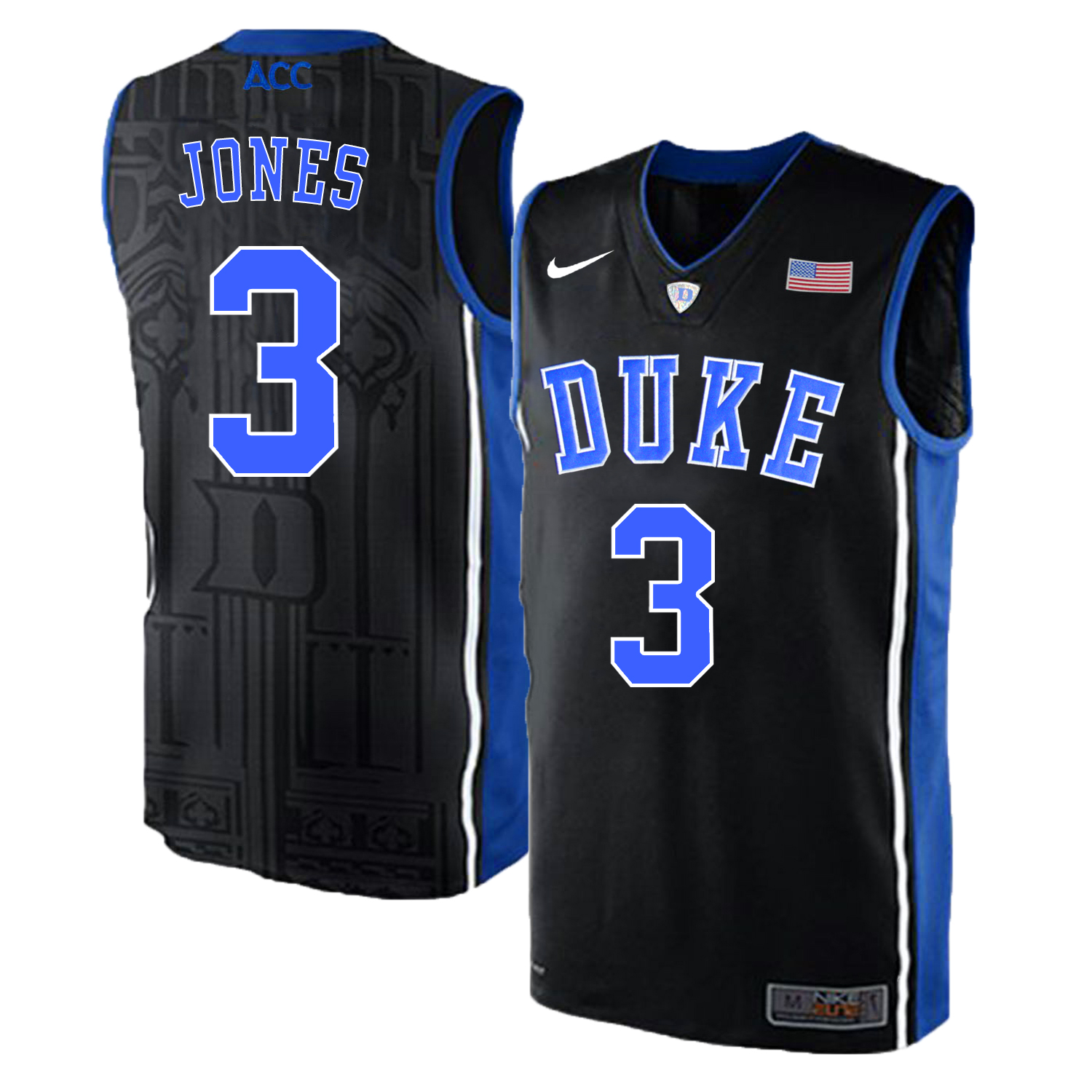 Duke Blue Devils 3 Tre Jones Black Elite Nike College Basketball Jersey