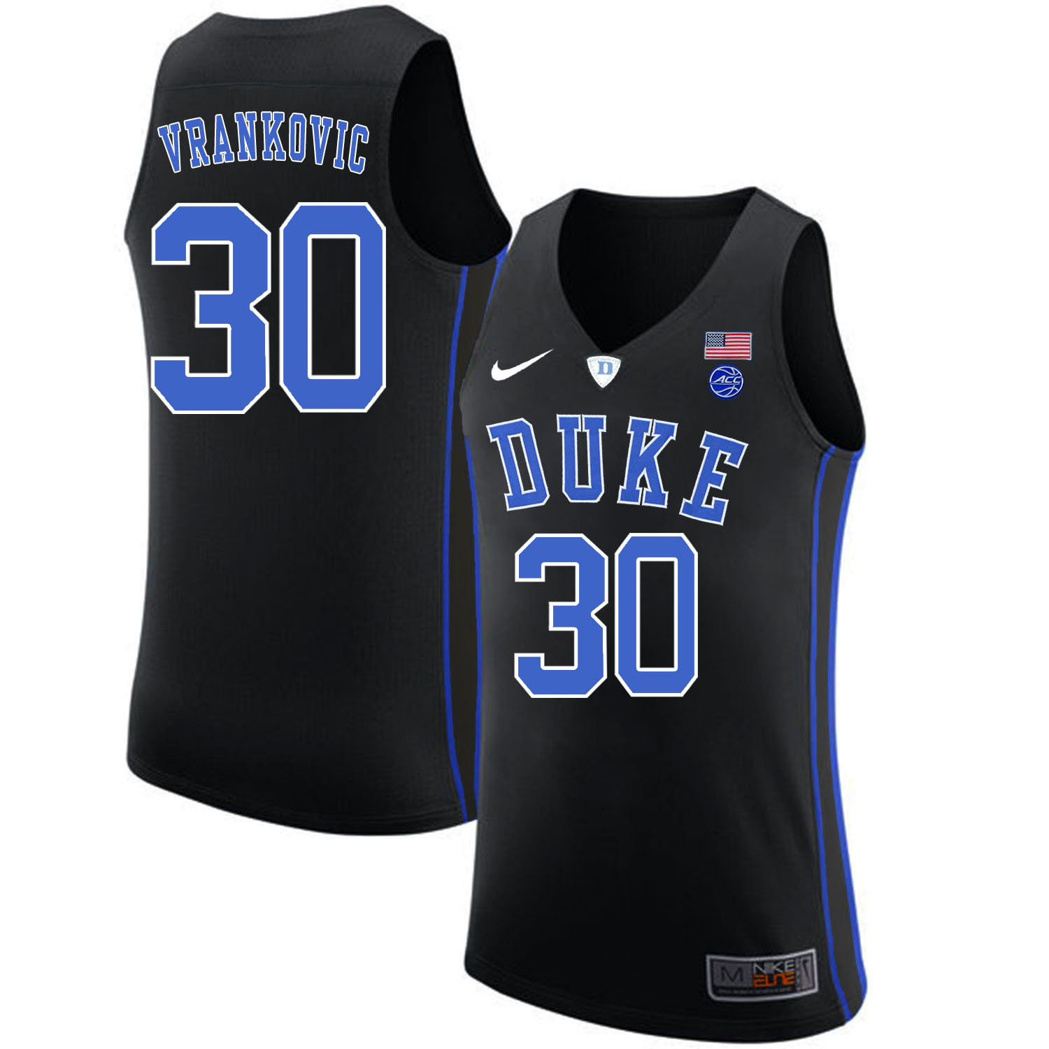 Duke Blue Devils 30 Antonio Vrankovic Black Nike College Basketball Jersey