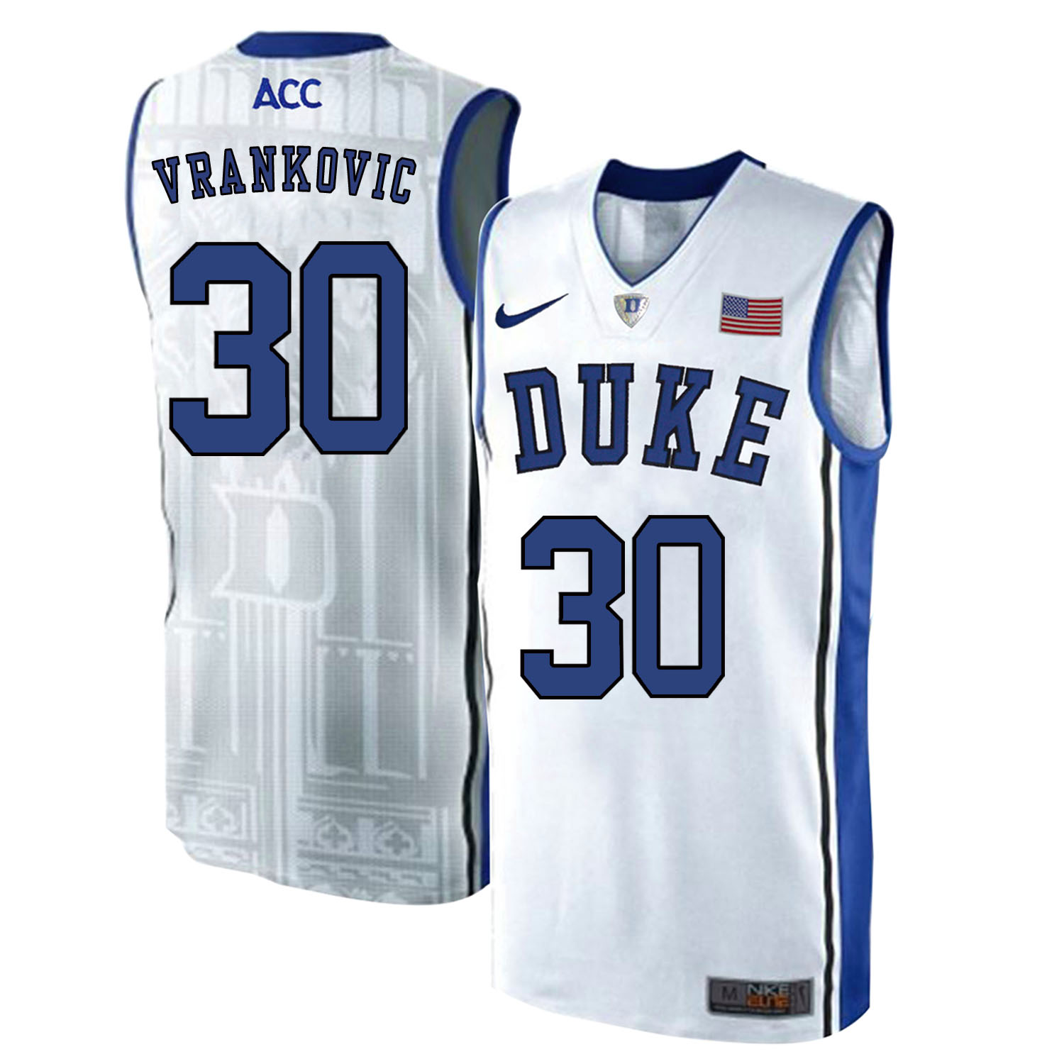 Duke Blue Devils 30 Antonio Vrankovic White Elite Nike College Basketball Jersey