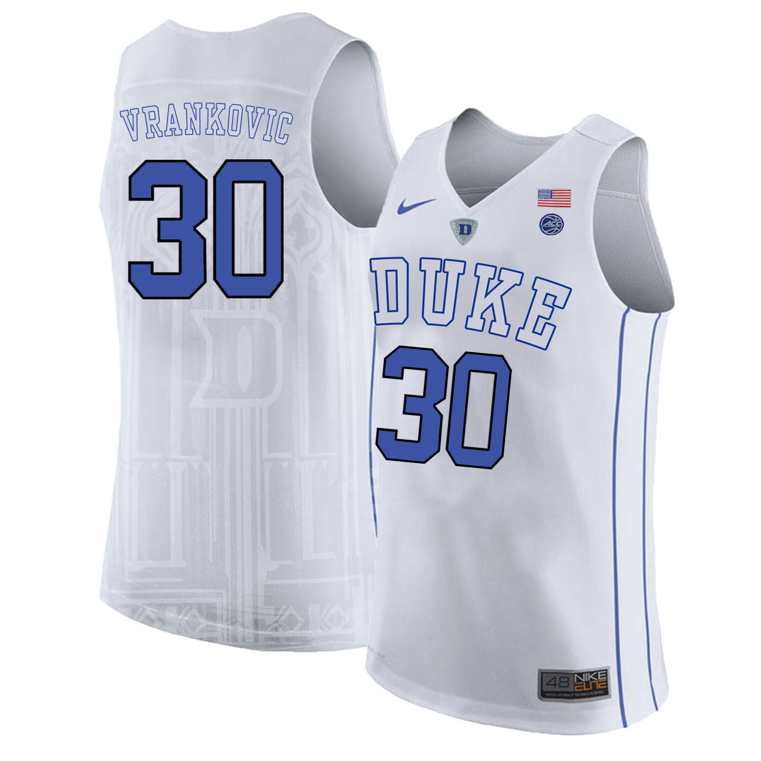 Duke Blue Devils 30 Antonio Vrankovic White Nike College Basketball Jersey