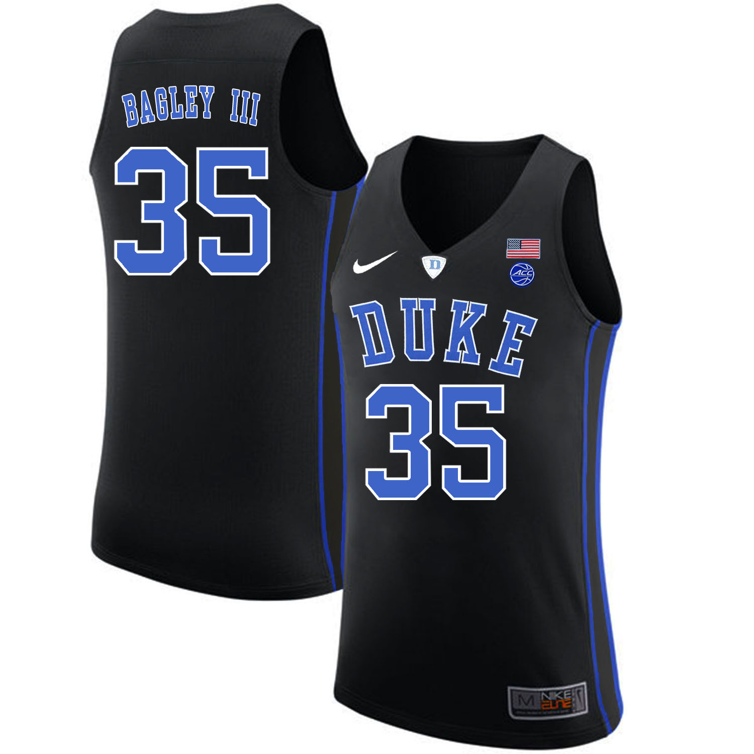 Duke Blue Devils 35 Marvin Bagley III Black Nike College Basketball Jersey