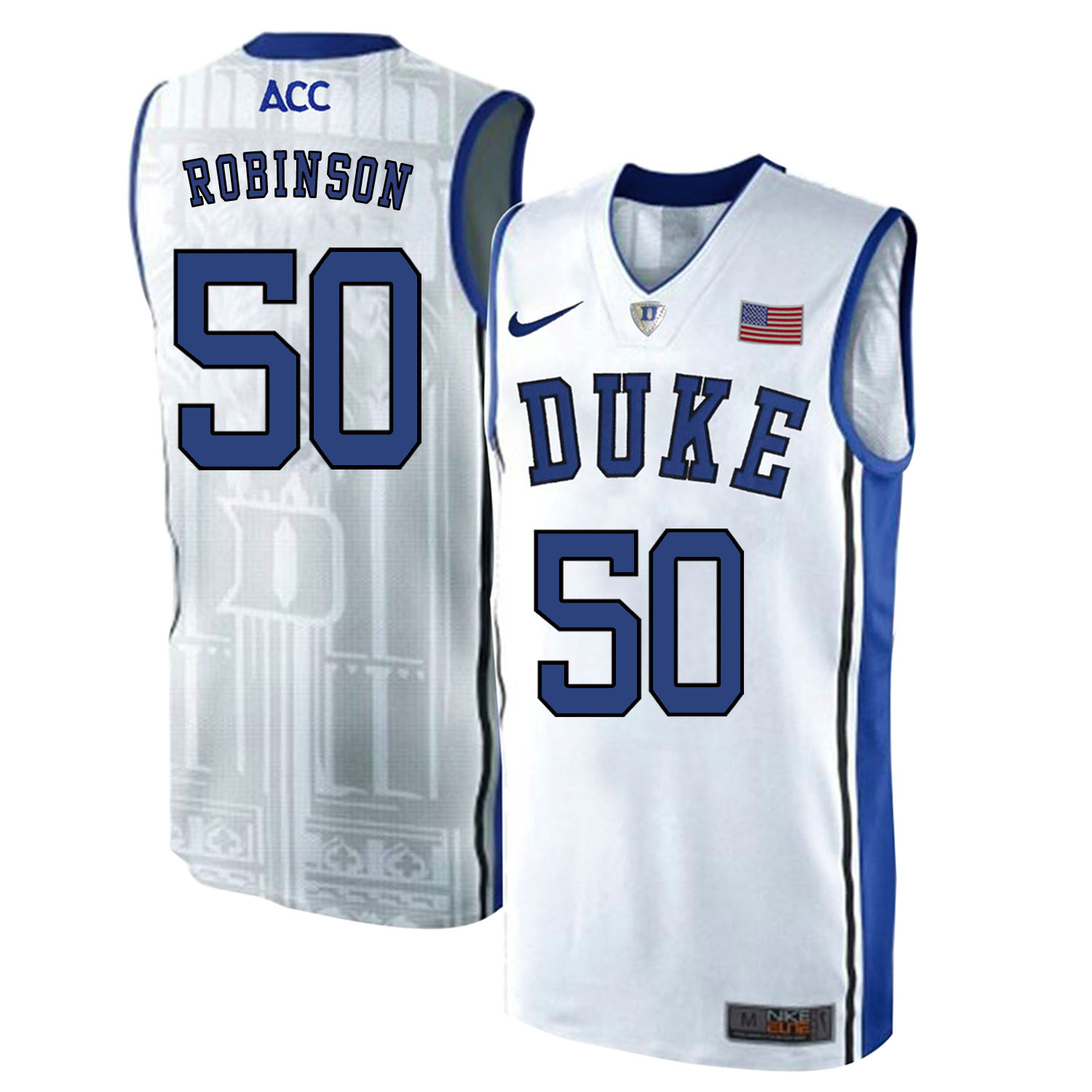 Duke Blue Devils 50 Justin Robinson White Elite Nike College Basketball Jersey