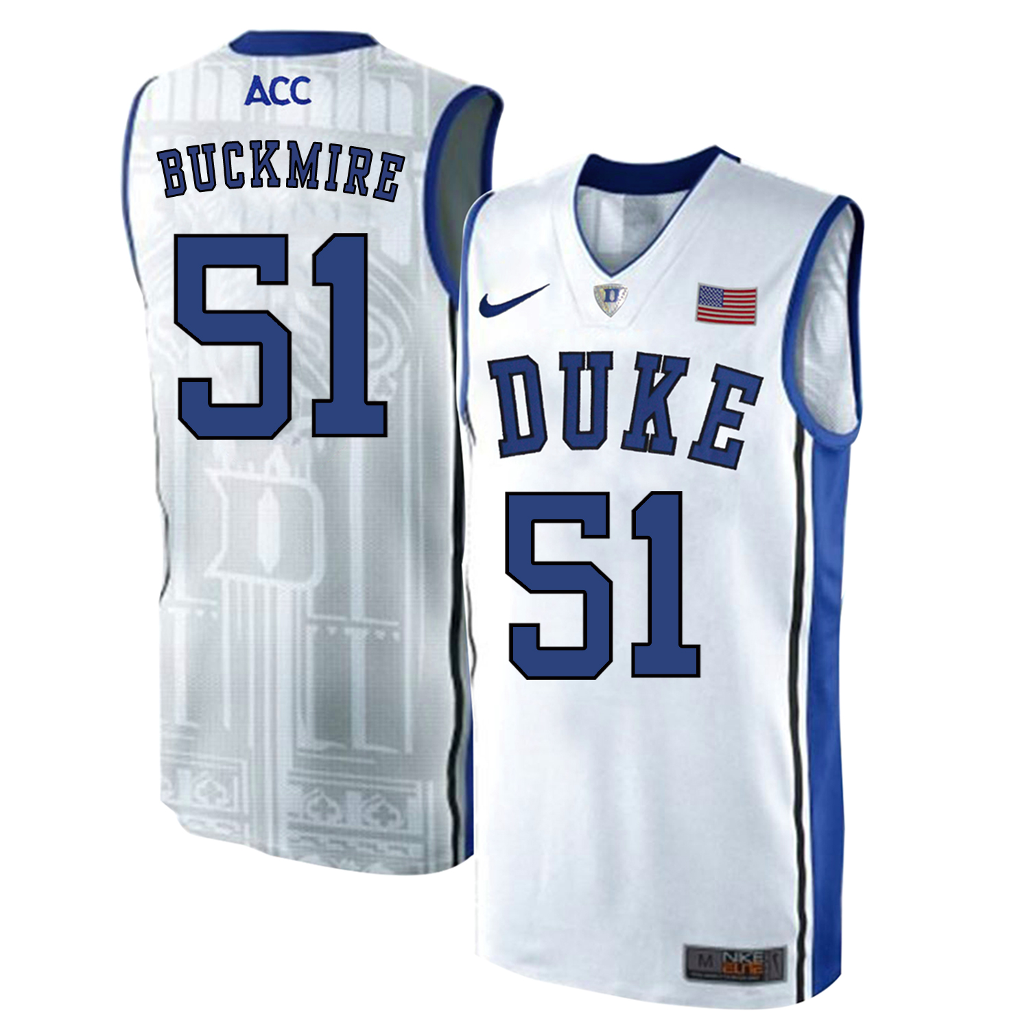 Duke Blue Devils 51 Mike Buckmire White Elite Nike College Basketball Jersey