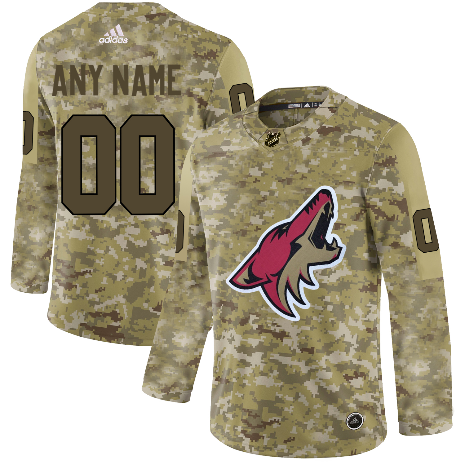 Arizona Coyotes Camo Men's Customized Adidas Jersey - Click Image to Close